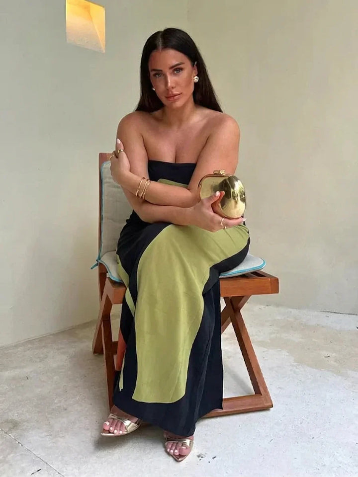 Zinnia - Abstract Strapless Maxi Dress