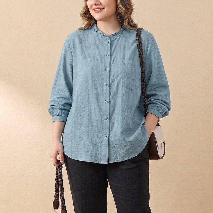 Sienna - Textured Casual Button-Front Shirt Top