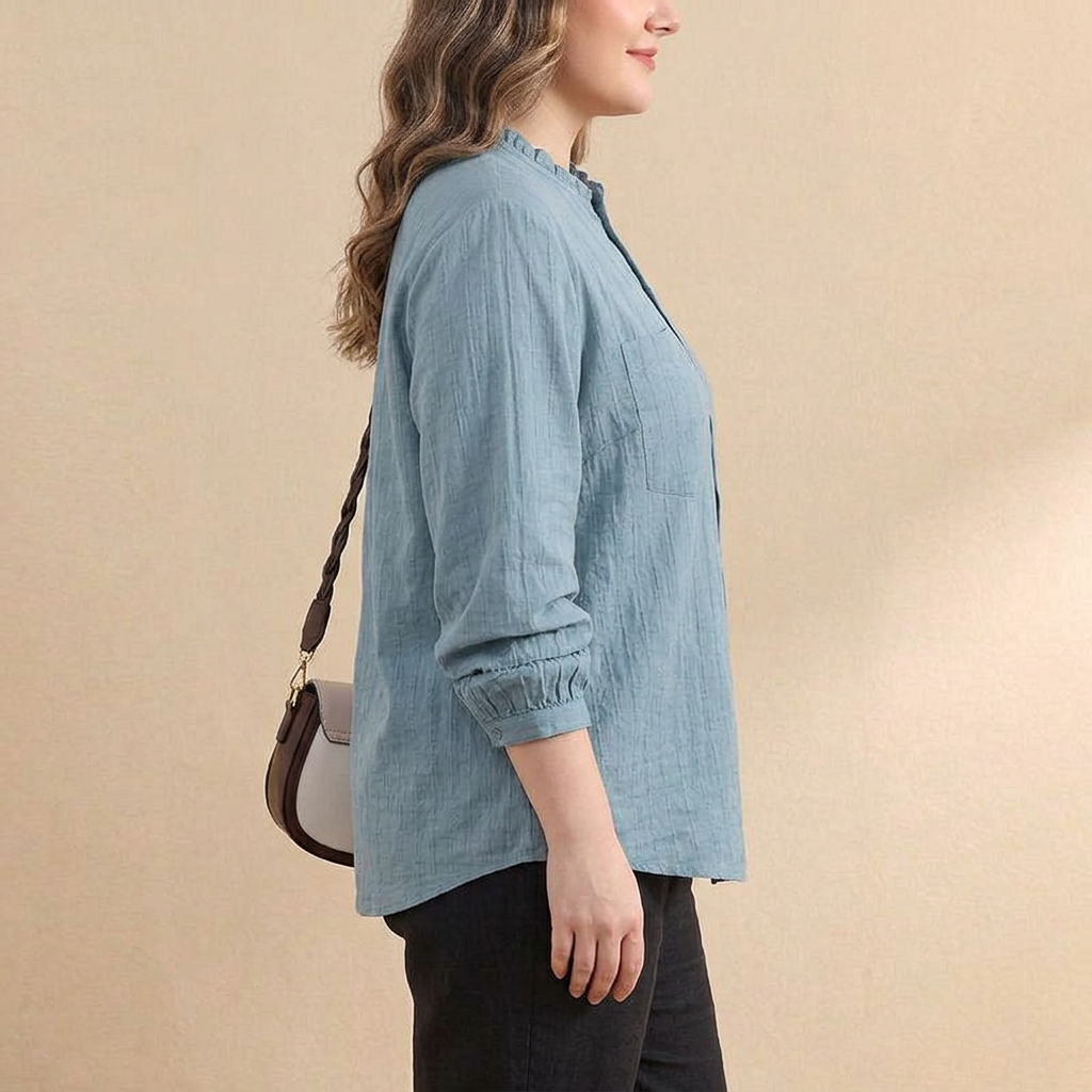 Sienna - Textured Casual Button-Front Shirt Top