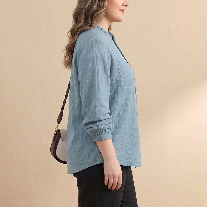 Sienna - Textured Casual Button-Front Shirt Top