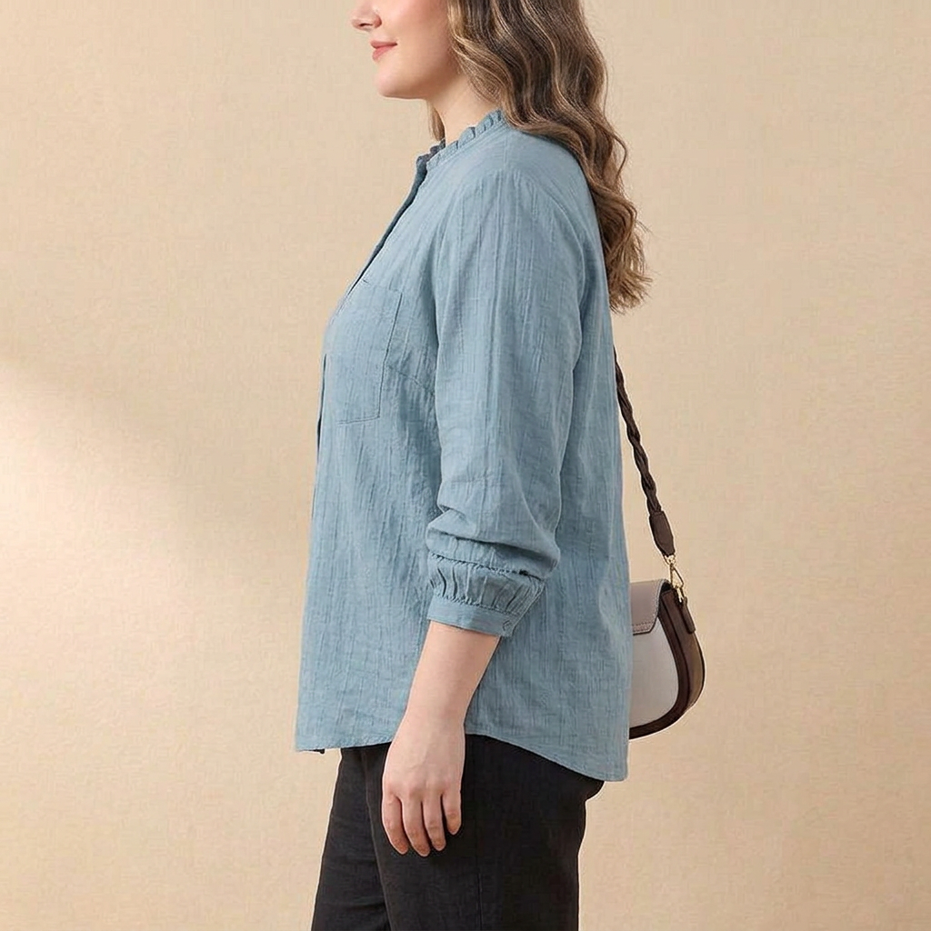 Sienna - Textured Casual Button-Front Shirt Top