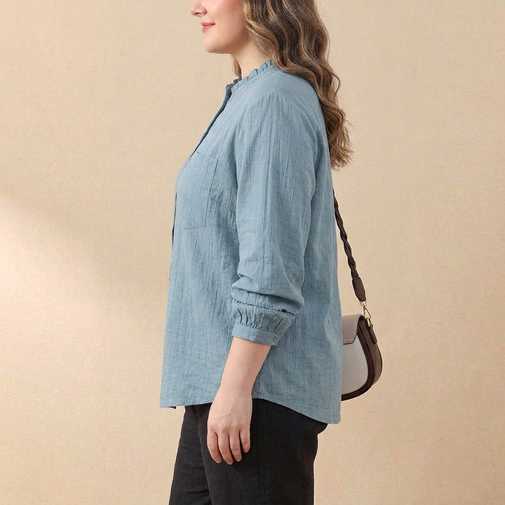 Sienna - Textured Casual Button-Front Shirt Top