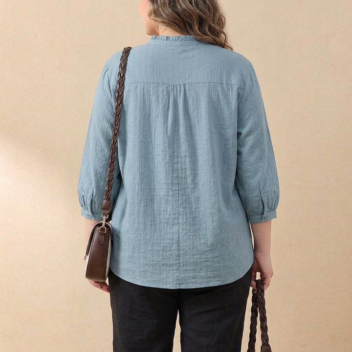 Sienna - Textured Casual Button-Front Shirt Top