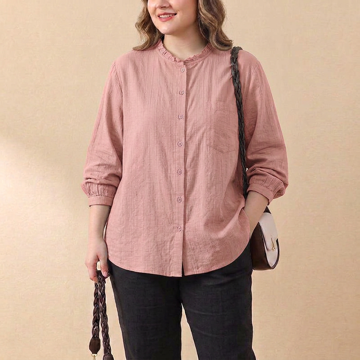 Sienna - Textured Casual Button-Front Shirt Top
