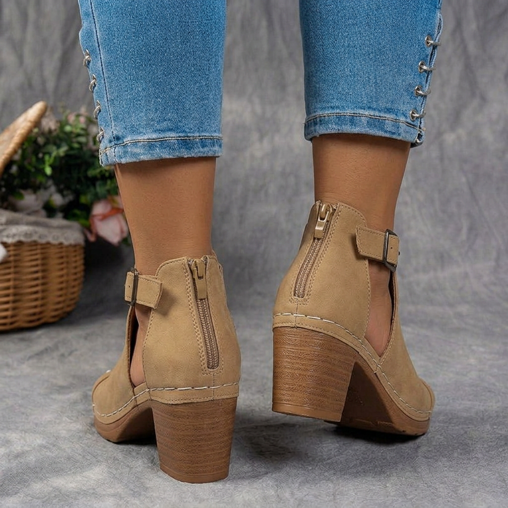 Sienna | Lattice Cut-Out Block-Heel Sandals