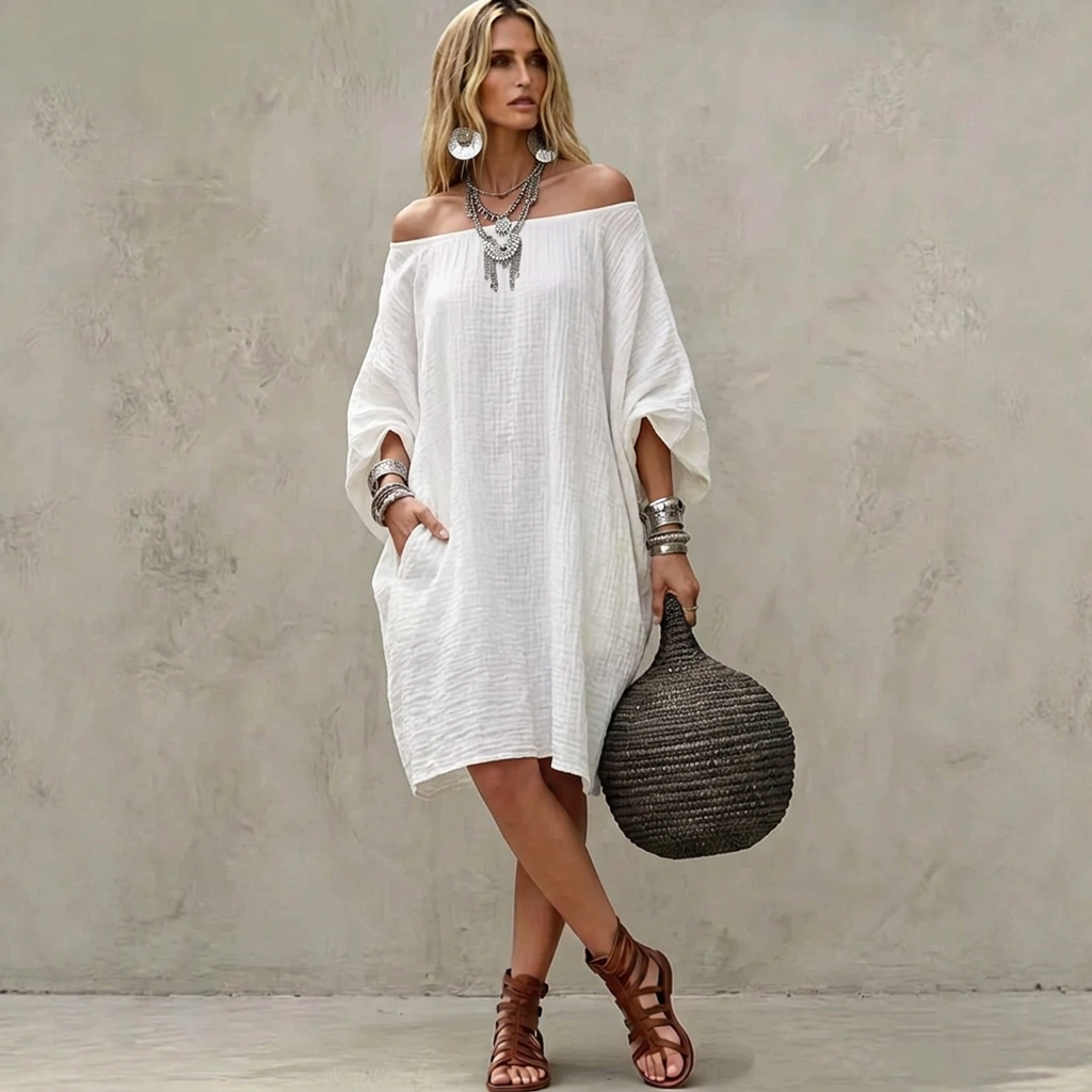Sienna | Relaxed Off-Shoulder Gauze Dress