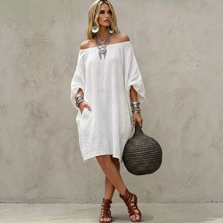Sienna | Relaxed Off-Shoulder Gauze Dress