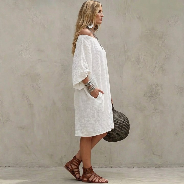 Sienna | Relaxed Off-Shoulder Gauze Dress
