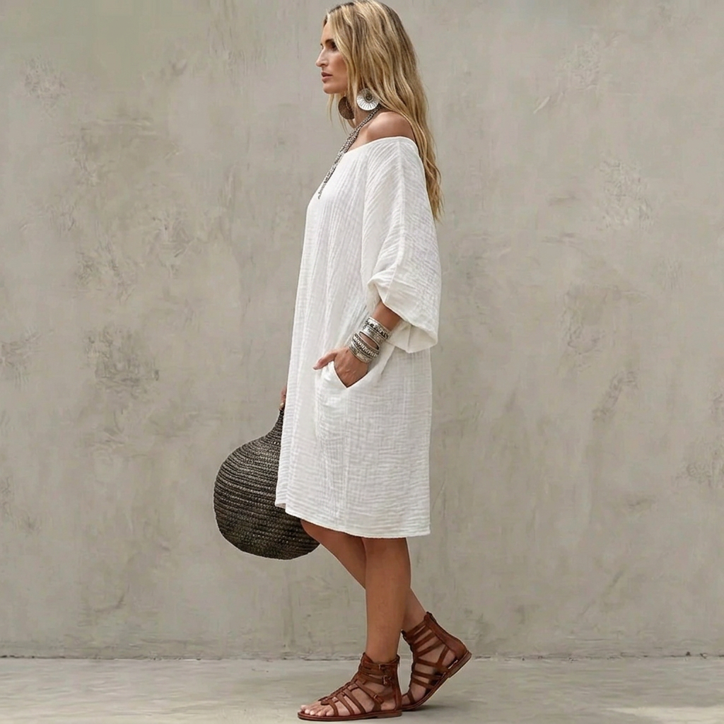 Sienna | Relaxed Off-Shoulder Gauze Dress