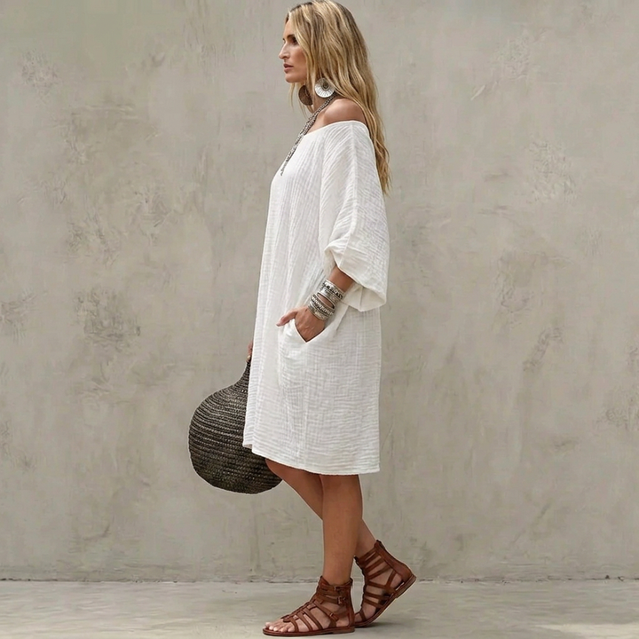 Sienna | Relaxed Off-Shoulder Gauze Dress