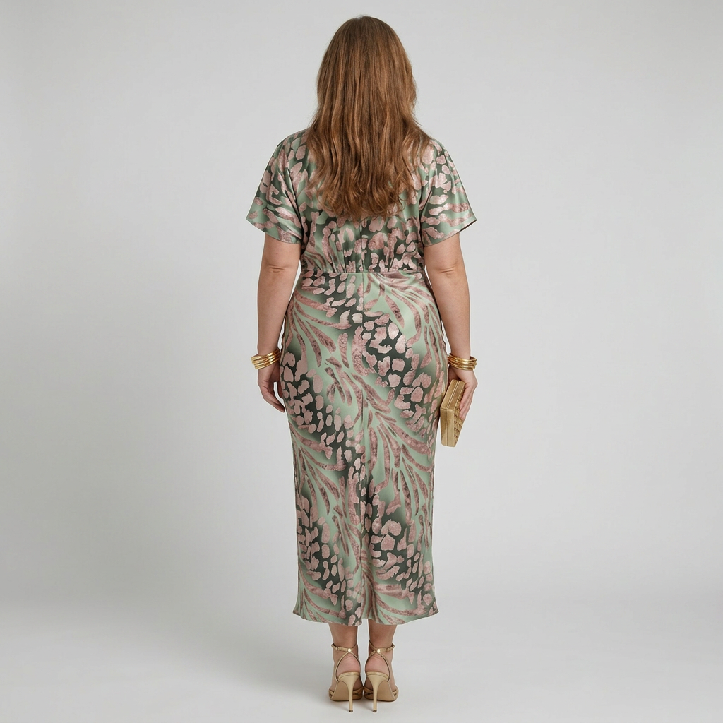Stella &amp; Grace™ | Abstract Print V Neck Twist Waist Midi Dress
