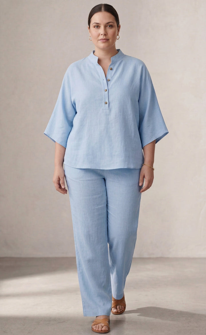Wanda | Co-ord Set Two-Piece Linen-Effect With Batwing Sleeves &amp; Pants Flowing