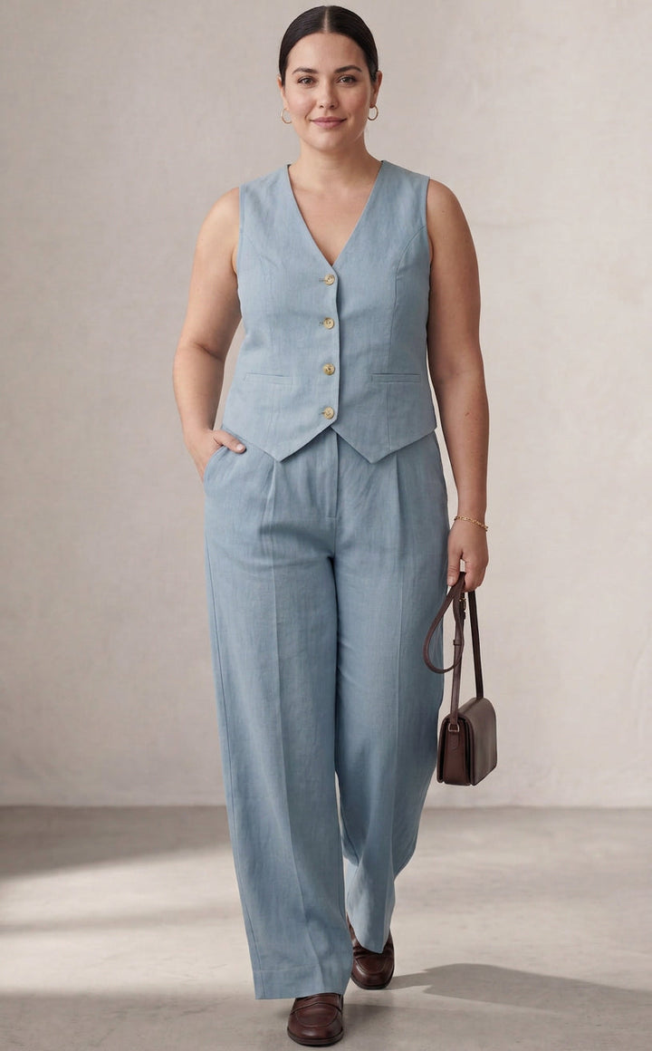 Seraphina – Co-ord Set Elegant Two-Piece With Waistcoat &amp; Pants Wide-Leg