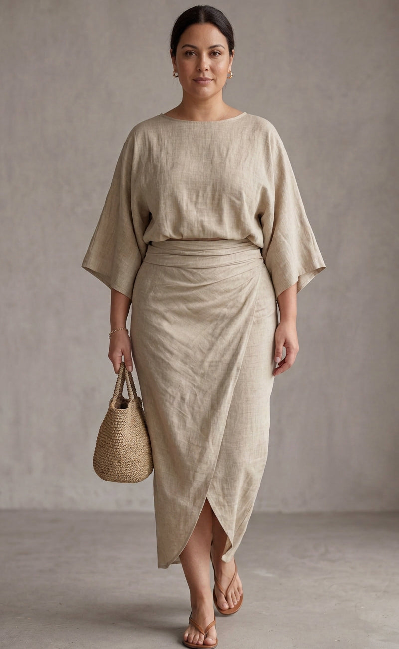 Dovie - Linen Co-ord Set Elegant With Long Skirt