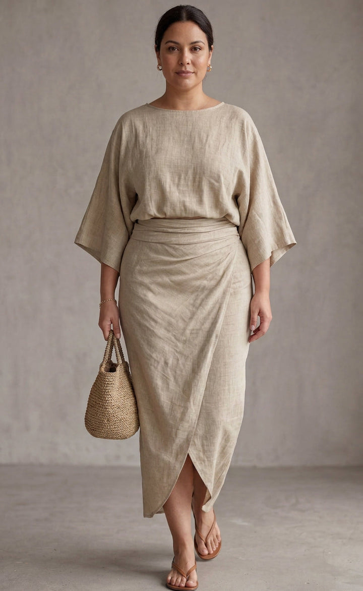 Dovie - Linen Co-ord Set Elegant With Long Skirt