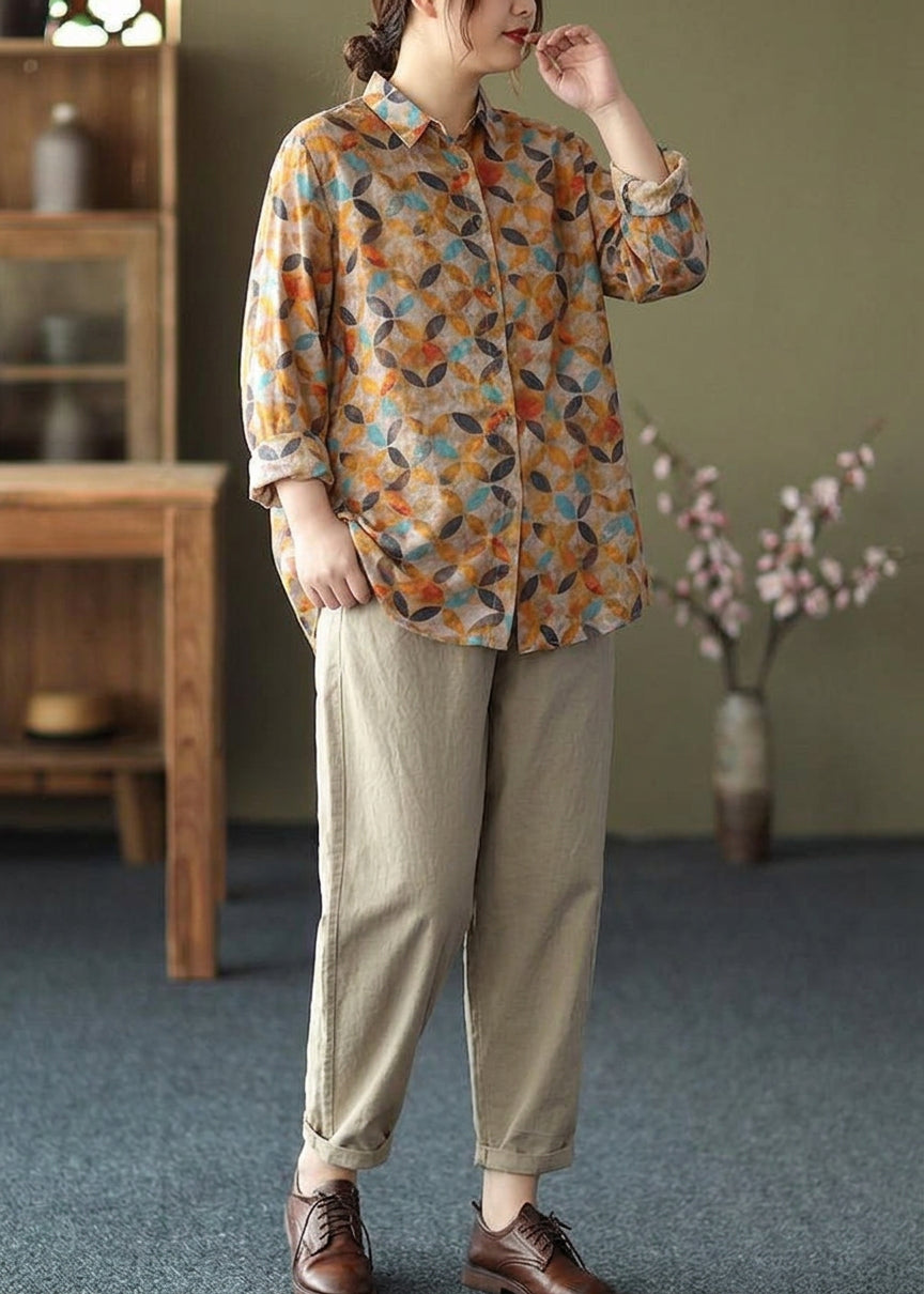 Liora -  Spring Tunic Pattern Photography Red Print Blouse