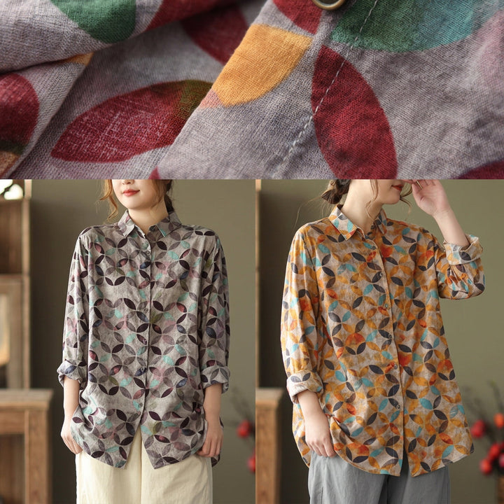 Liora -  Spring Tunic Pattern Photography Red Print Blouse