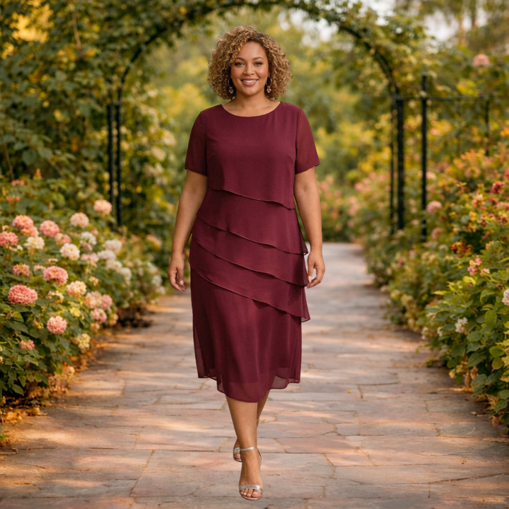 Alma | Layered Chiffon Midi Dress