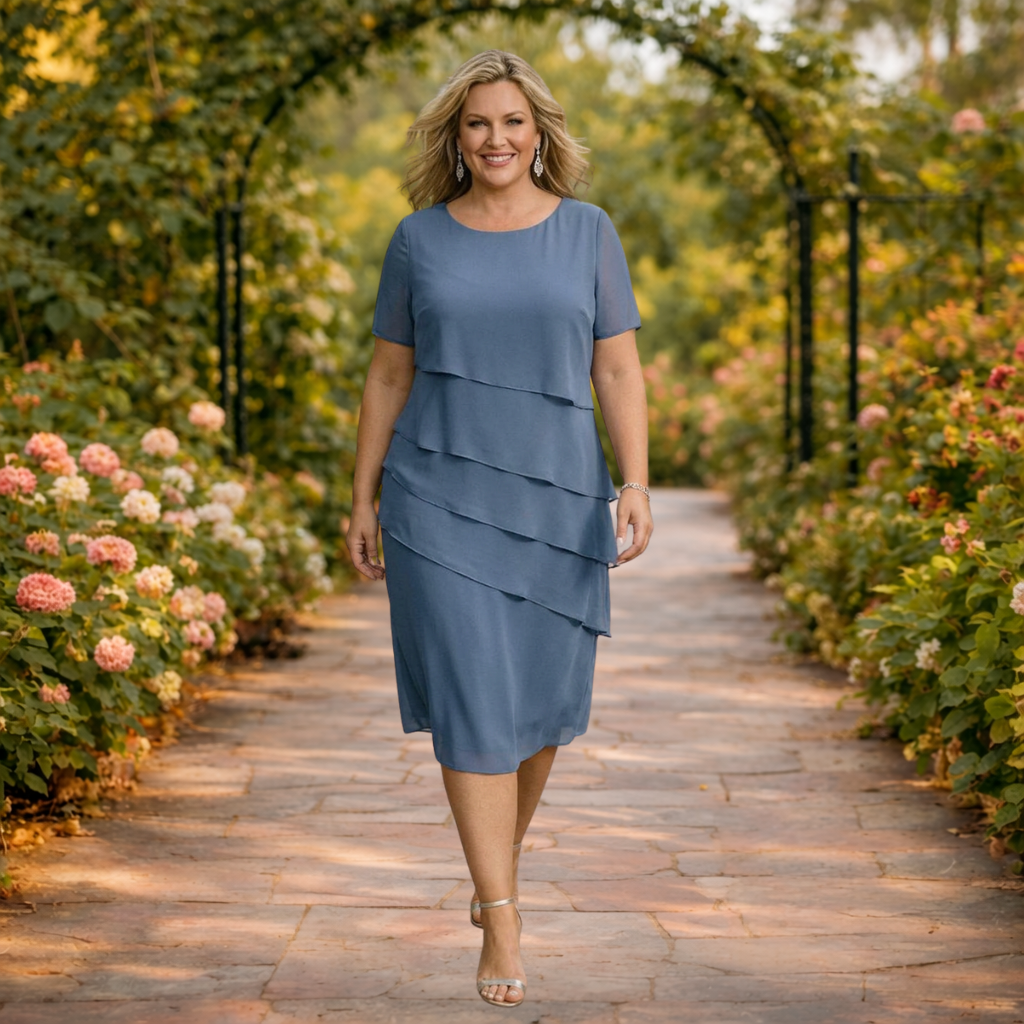 Alma | Layered Chiffon Midi Dress