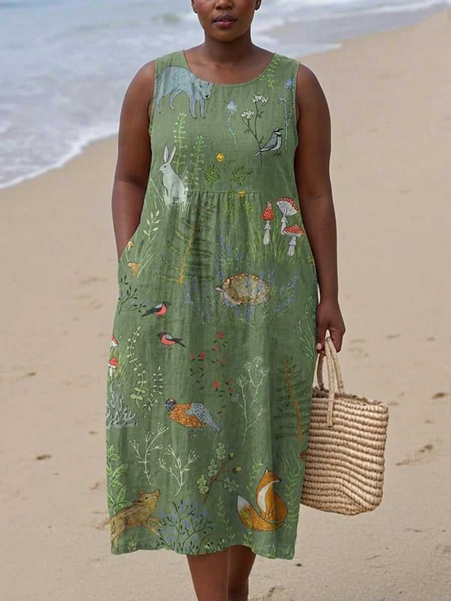 Saffron Woodland Midi Dress