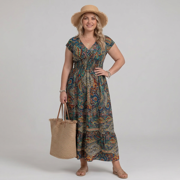 Nova | Sleeveless Paisley Print Midi Dress