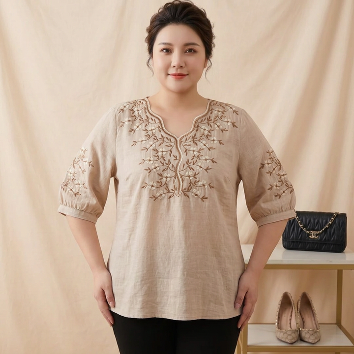 Ingrid - Floral Embroidered Relaxed Fit Casual Tunic