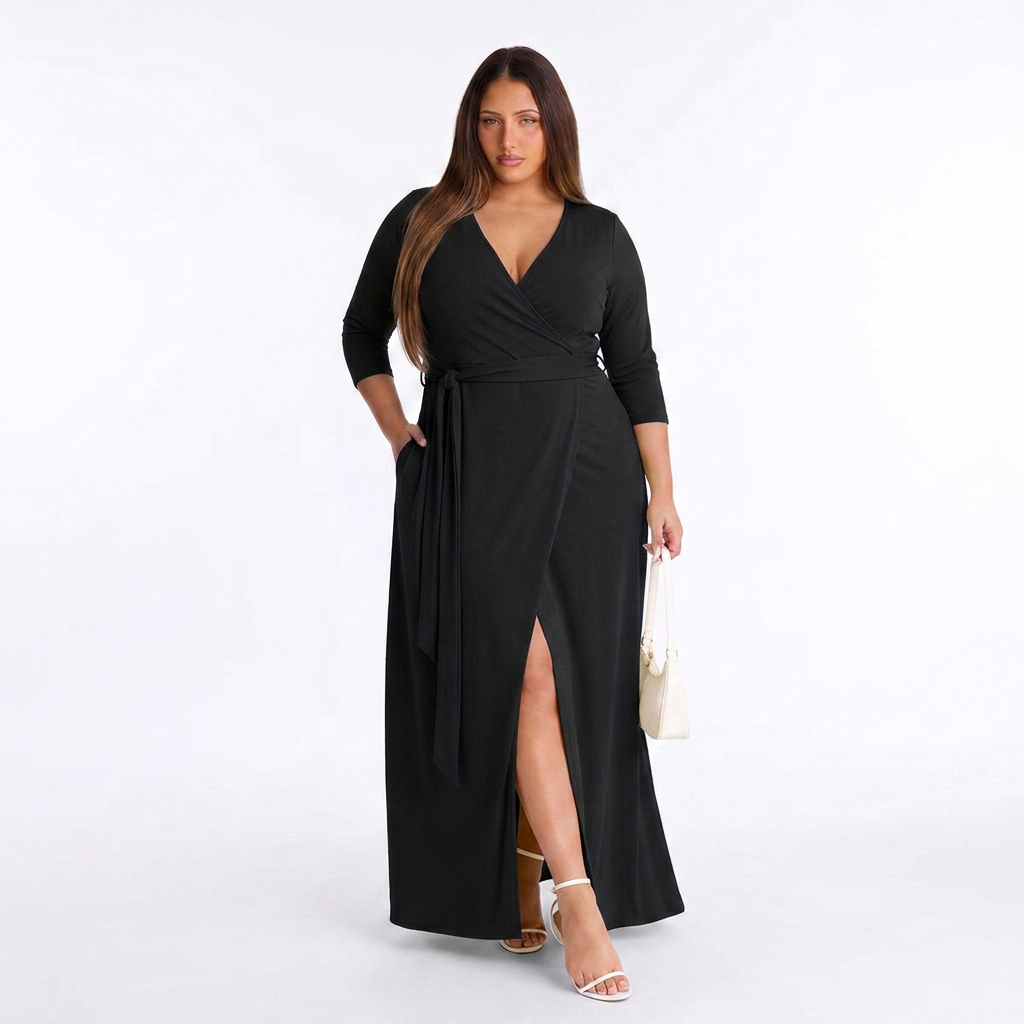 Arabella - Elegant Plus Size Belted Dress