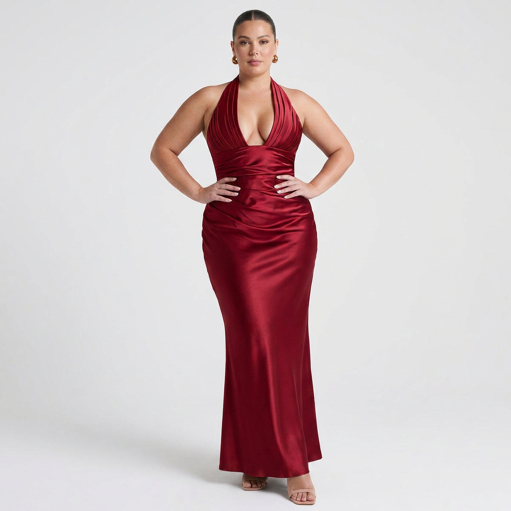 Briar Satin Halter Maxi Dress