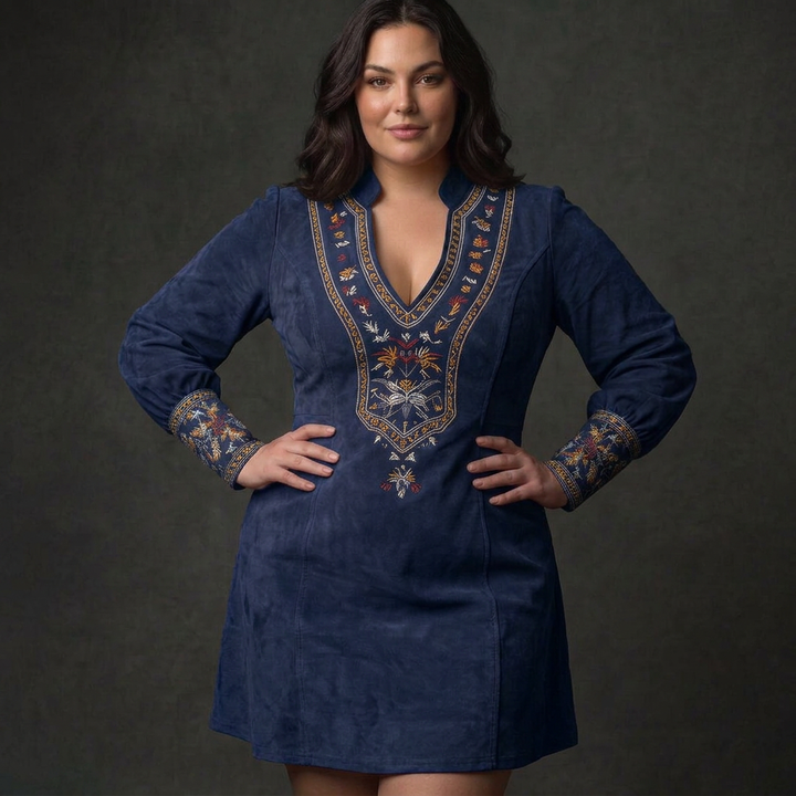 Short Dress with Suede Effect