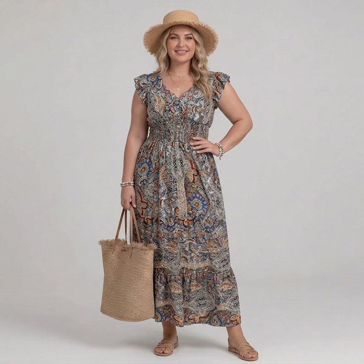 Nova | Sleeveless Paisley Print Midi Dress