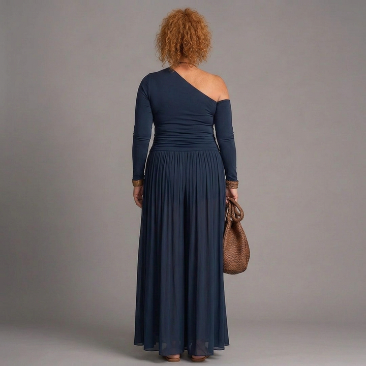 Tova | One Shoulder Fitted Top And Pleated Maxi Skirt Set
