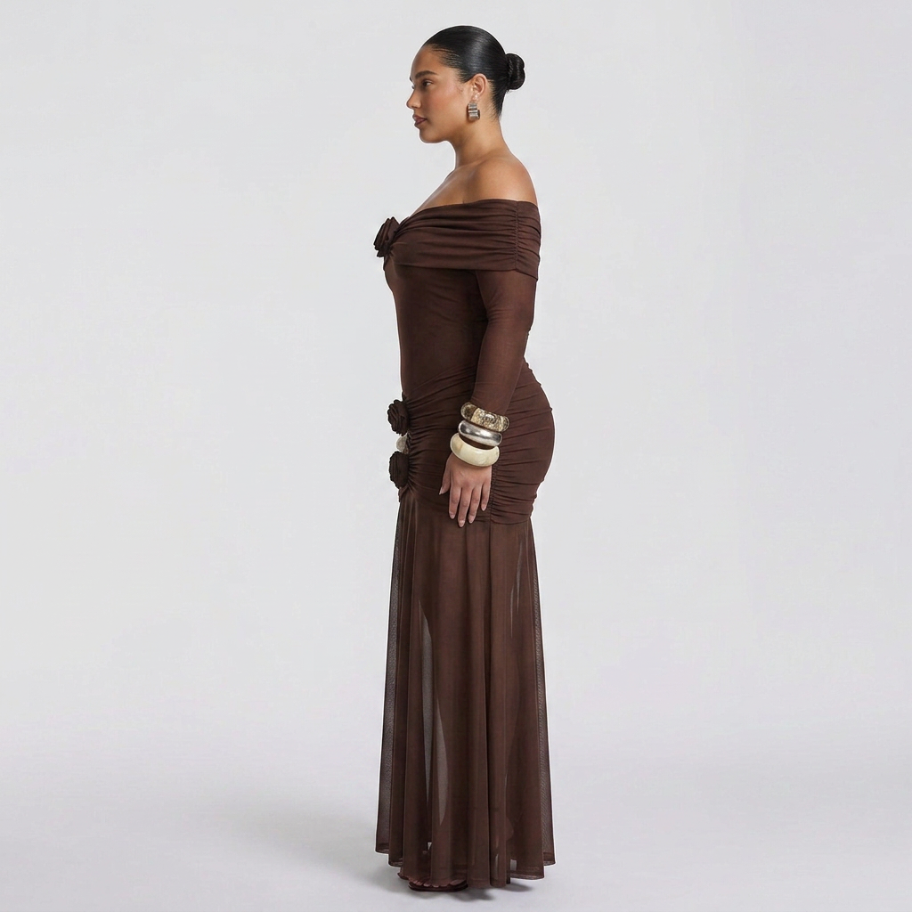 Anneliese Maxi Dress - Plum Brown