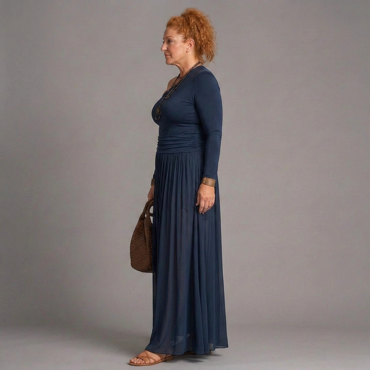 Tova | One Shoulder Fitted Top And Pleated Maxi Skirt Set
