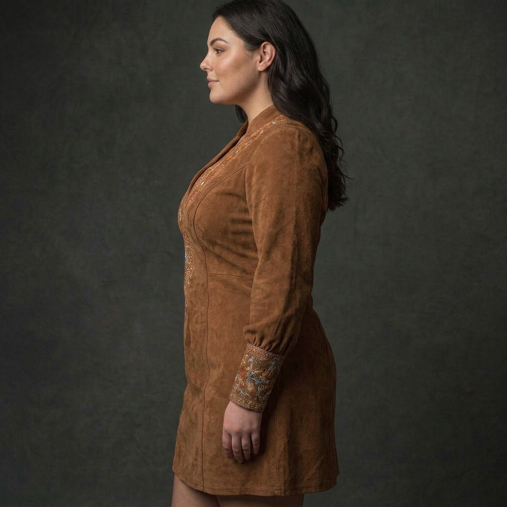 Short Dress with Suede Effect