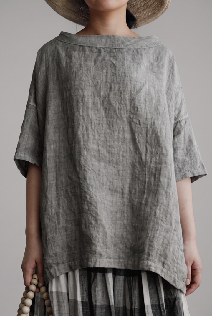 Viktoria┃Oversized vintage tunic with boat neck