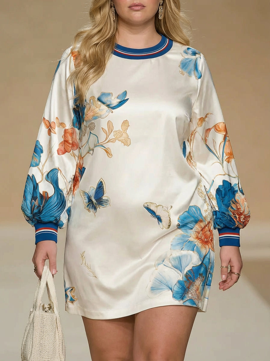 Cerys | Vintage Style Court Inspired Floral Print Satin Mini Dress