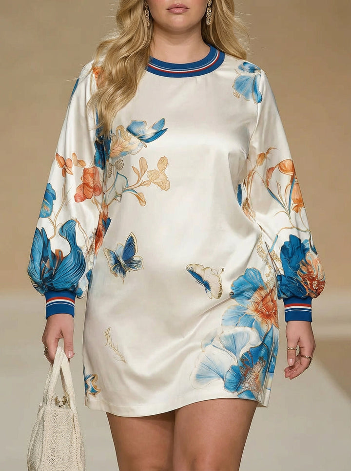Cerys | Vintage Style Court Inspired Floral Print Satin Mini Dress