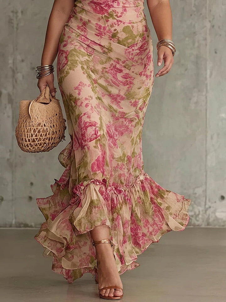 Faye | Vintage Rose Print Puff Sleeve Maxi Dress