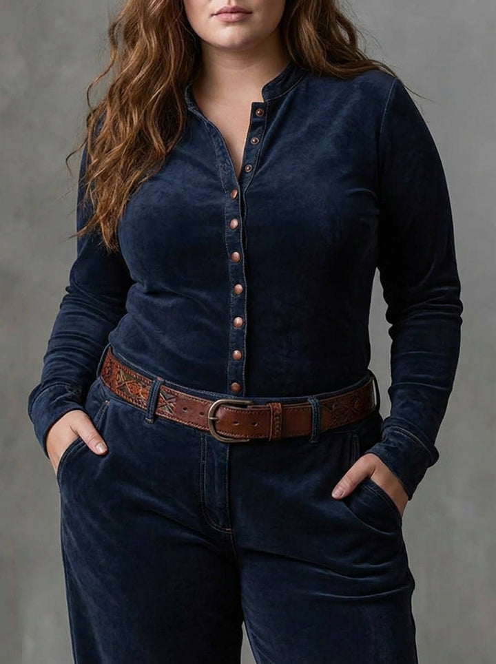 Frankie | Vintage Long Dress in Navy Blue Suede Check (Includes Belt)