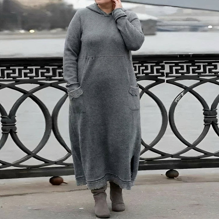 Hazel Knitted Maxi Dress – Cozy Long Sleeve Oversized Winter Dress