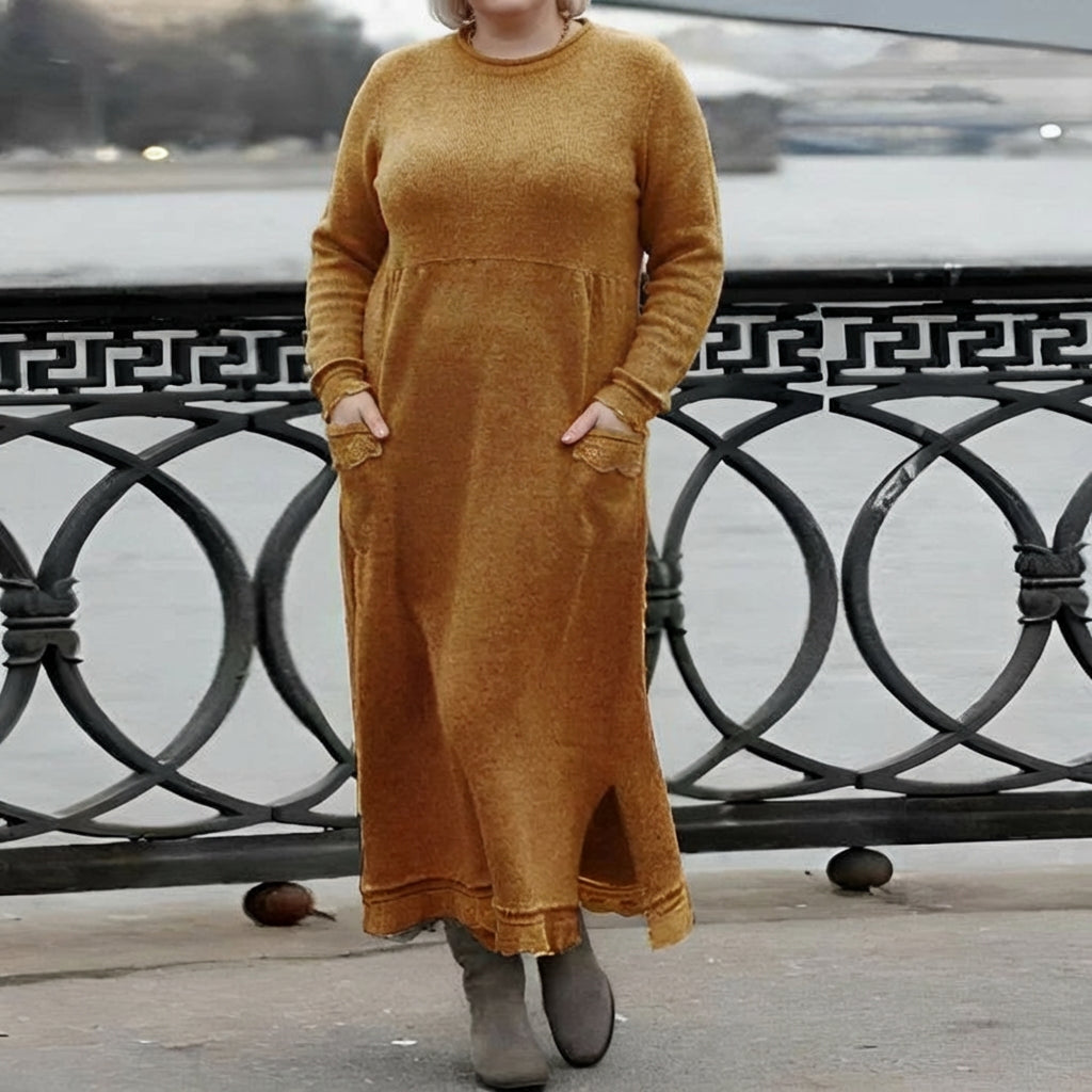 Hazel Knitted Maxi Dress – Cozy Long Sleeve Oversized Winter Dress