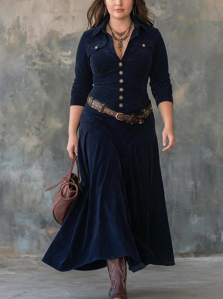Yvaine | Long Suede Dress with Slit