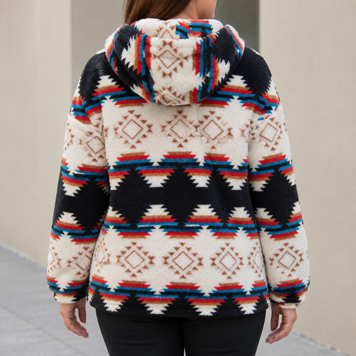 Warm Aztec Sherpa Jacket with Stand Collar