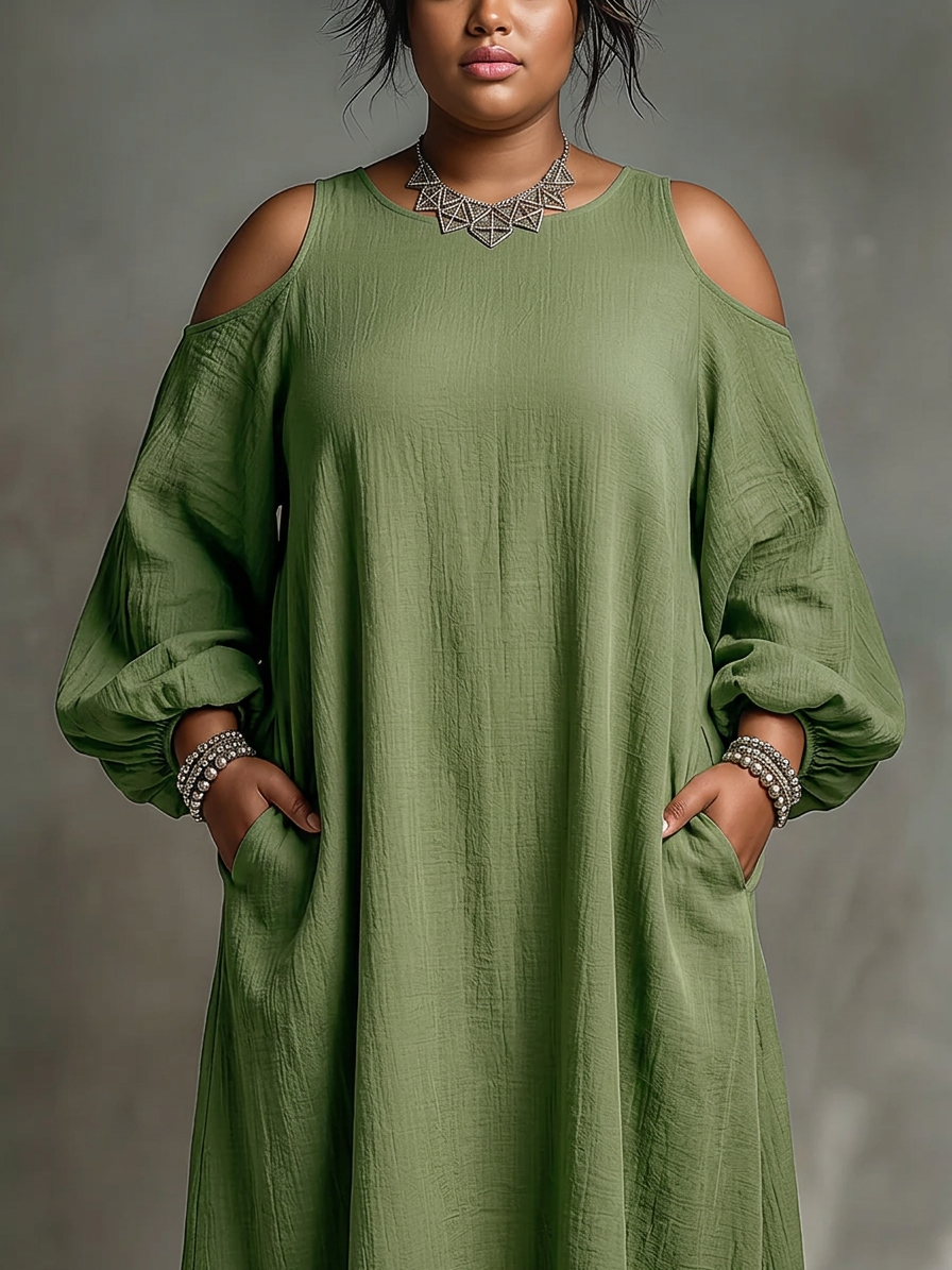 Gwendolyn | Green Off-Shoulder Puff Sleeve Maxi Dress