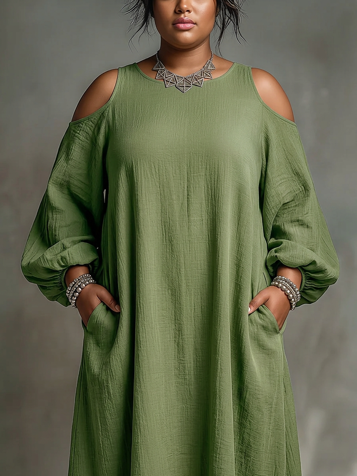 Gwendolyn | Green Off-Shoulder Puff Sleeve Maxi Dress