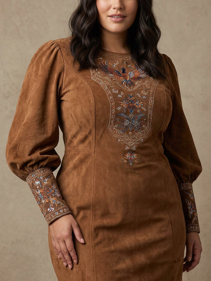 Short Dress with Suede Effect