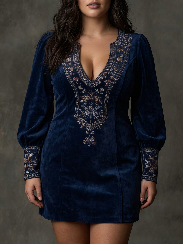 Short Dress with Suede Effect