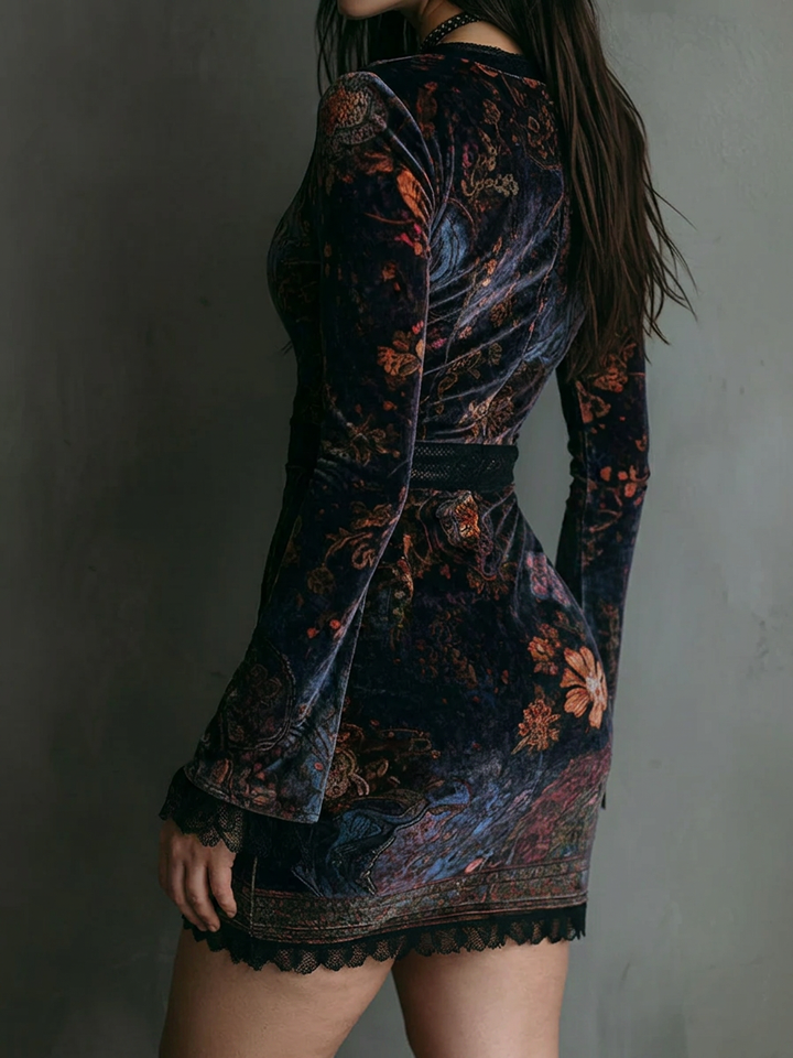 Nadia – Velvet Floral Mini Dress