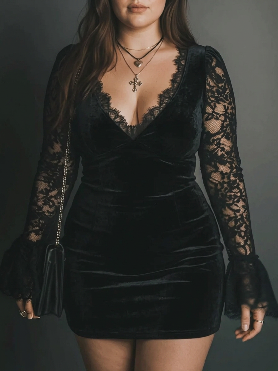 Aurelia – Velvet and Lace Mini Dress