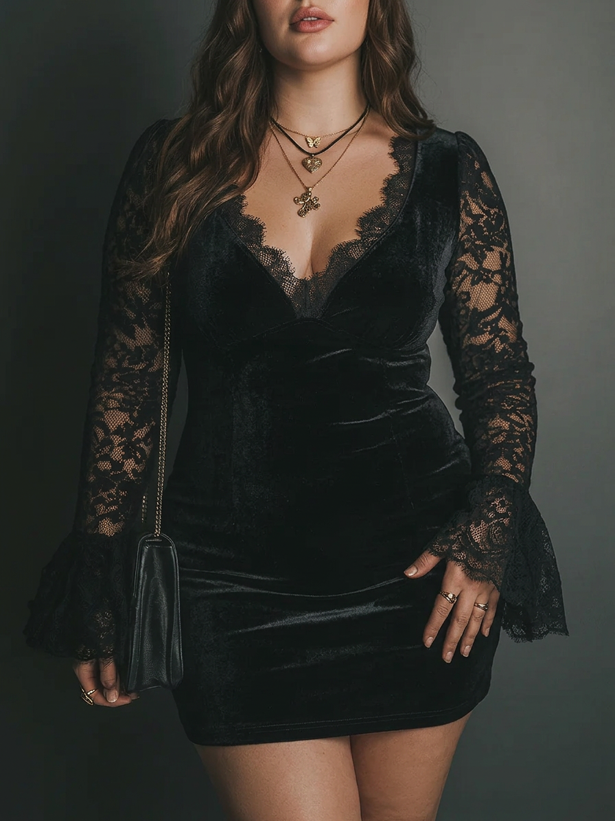 Aurelia – Velvet and Lace Mini Dress